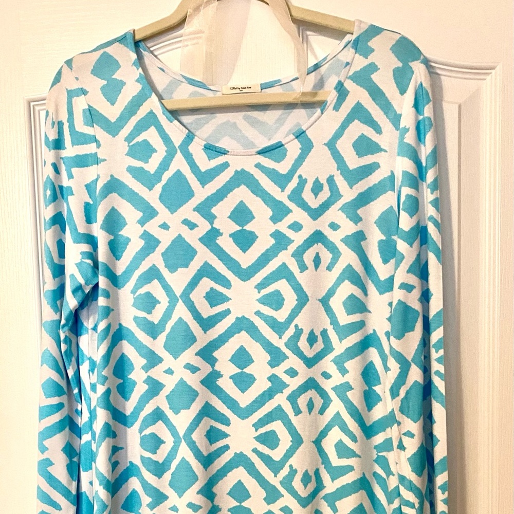 Turquoise and white dress
